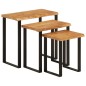 vidaXL Set de 3 mesas apilables con borde natural madera acacia maciza vidaXL Set de 3 mesas apilables con borde natural madera acacia maciza