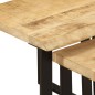 vidaXL Set de 3 mesas apilables con borde natural madera maciza mango vidaXL Set de 3 mesas apilables con borde natural madera maciza mango