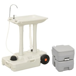 vidaXL Juego de inodoro con lavabo portátil para camping