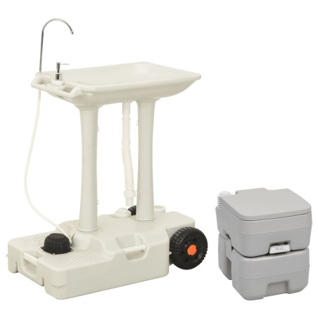 vidaXL Juego de inodoro con lavabo portátil para camping
