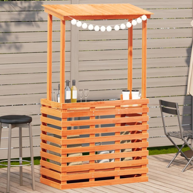 vidaXL Mesa alta bar de jardín madera maciza marrón 112,5x57x195,5 cm vidaXL Mesa alta bar de jardín madera maciza marrón 112,5x57x195,5 cm