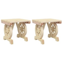 vidaXL Taburetes de jardín 2 unidades madera maciza de abeto
