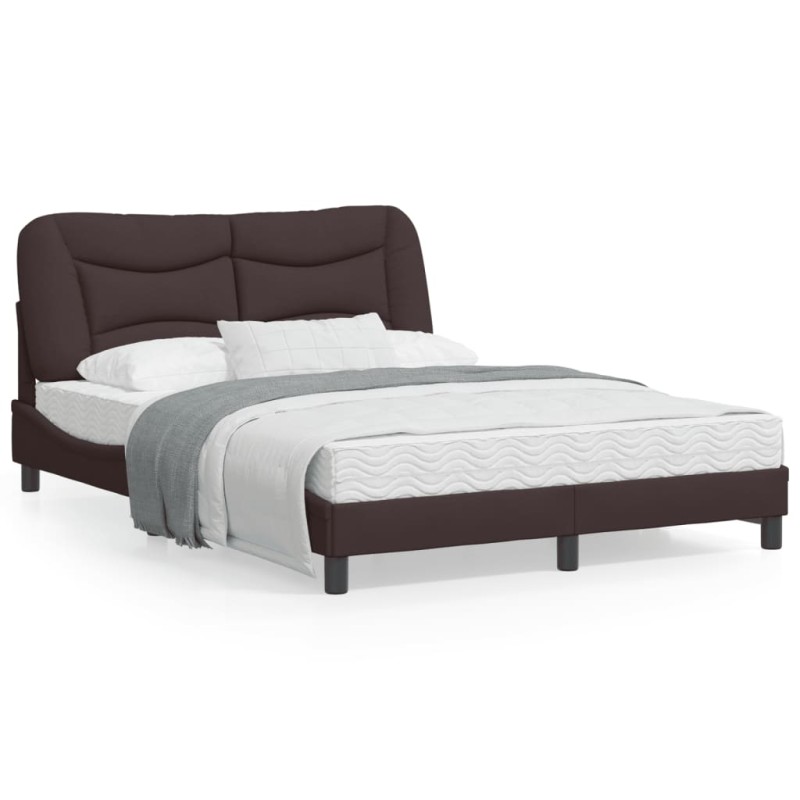vidaXL Estructura de cama con luces LED tela marrón oscuro 140x190 cm