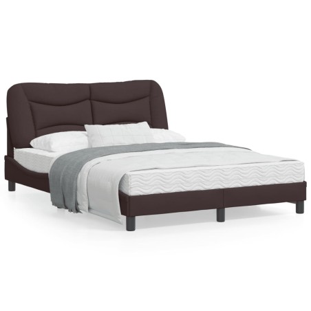 vidaXL Estructura de cama con luces LED tela marrón oscuro 140x190 cm