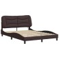 vidaXL Estructura de cama con luces LED tela marrón oscuro 140x190 cm