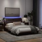 vidaXL Estructura de cama con luces LED tela marrón oscuro 140x190 cm