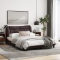 vidaXL Estructura de cama con luces LED tela marrón oscuro 140x190 cm