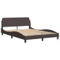 vidaXL Estructura de cama con luces LED tela marrón oscuro 140x190 cm