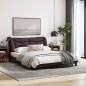 vidaXL Estructura de cama con luces LED tela marrón oscuro 160x200 cm