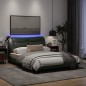 vidaXL Estructura de cama con luces LED tela gris oscuro 140x190 cm
