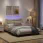 vidaXL Estructura de cama con luces LED tela crema 140x200 cm vidaXL Estructura de cama con luces LED tela crema 140x200 cm