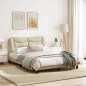 vidaXL Estructura de cama con luces LED tela crema 140x200 cm vidaXL Estructura de cama con luces LED tela crema 140x200 cm