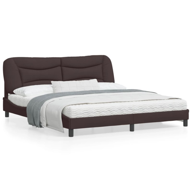vidaXL Estructura de cama con luces LED tela marrón oscuro 180x200 cm