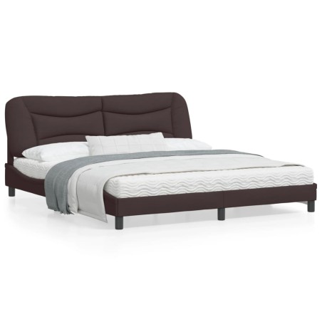 vidaXL Estructura de cama con luces LED tela marrón oscuro 180x200 cm