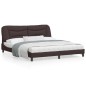 vidaXL Estructura de cama con luces LED tela marrón oscuro 180x200 cm