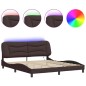 vidaXL Estructura de cama con luces LED tela marrón oscuro 180x200 cm