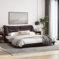 vidaXL Estructura de cama con luces LED tela marrón oscuro 180x200 cm