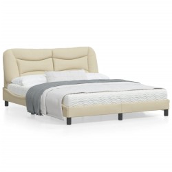 vidaXL Estructura de cama con luces LED tela crema 160x200 cm