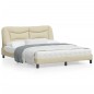 vidaXL Estructura de cama con luces LED tela crema 160x200 cm vidaXL Estructura de cama con luces LED tela crema 160x200 cm