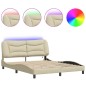 vidaXL Estructura de cama con luces LED tela crema 160x200 cm vidaXL Estructura de cama con luces LED tela crema 160x200 cm