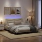 vidaXL Estructura de cama con luces LED tela crema 160x200 cm vidaXL Estructura de cama con luces LED tela crema 160x200 cm