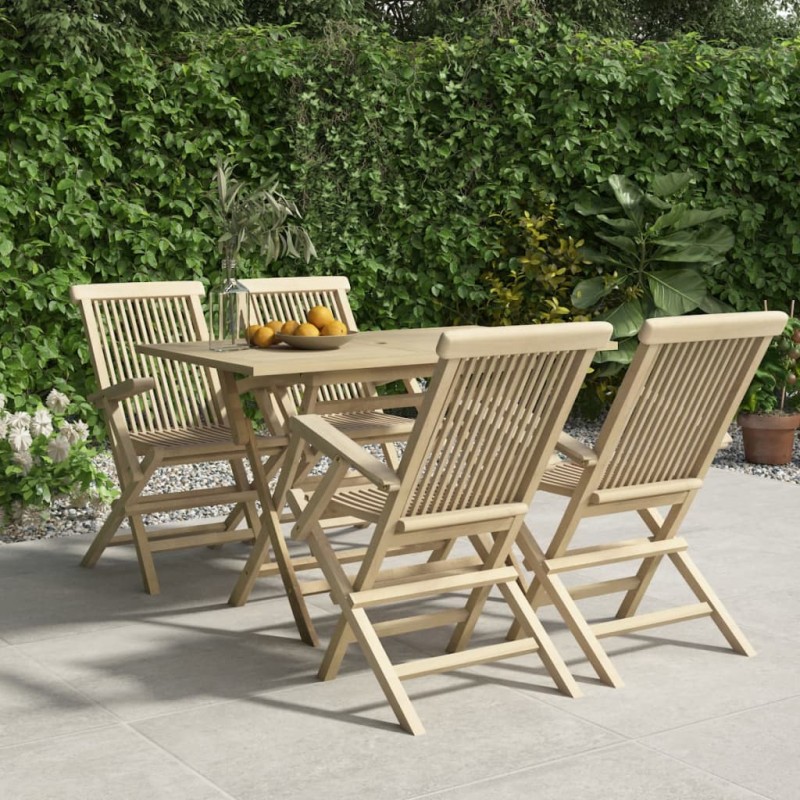 vidaXL Juego de comedor de jardín 5 piezas madera maciza de teca vidaXL Juego de comedor de jardín 5 piezas madera maciza de teca