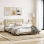vidaXL Estructura de cama con luces LED tela crema 160x200 cm vidaXL Estructura de cama con luces LED tela crema 160x200 cm