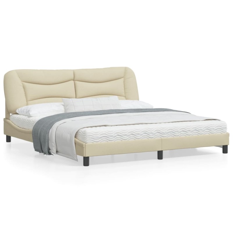 vidaXL Estructura de cama con luces LED tela crema 180x200 cm