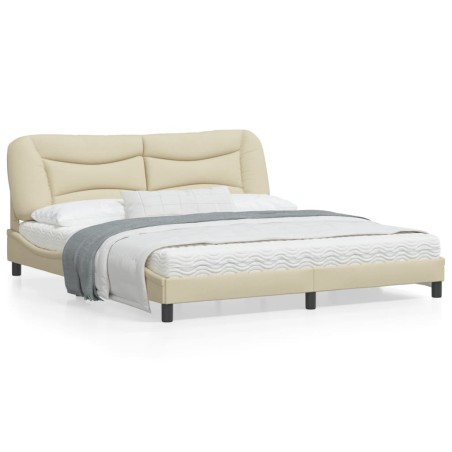 vidaXL Estructura de cama con luces LED tela crema 180x200 cm