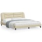 vidaXL Estructura de cama con luces LED tela crema 180x200 cm