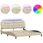 vidaXL Estructura de cama con luces LED tela crema 180x200 cm