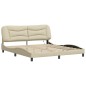 vidaXL Estructura de cama con luces LED tela crema 180x200 cm