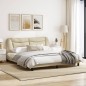 vidaXL Estructura de cama con luces LED tela crema 180x200 cm