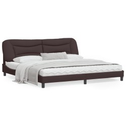 vidaXL Estructura de cama con luces LED tela marrón oscuro 200x200 cm