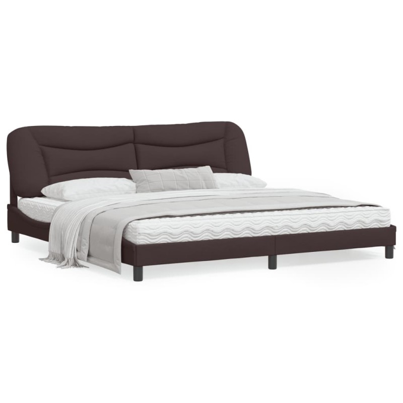 vidaXL Estructura de cama con luces LED tela marrón oscuro 200x200 cm vidaXL Estructura de cama con luces LED tela marrón oscuro 200x200 cm