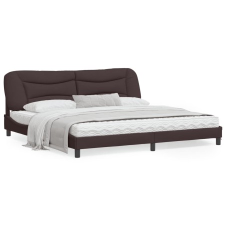 vidaXL Estructura de cama con luces LED tela marrón oscuro 200x200 cm