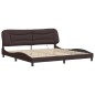 vidaXL Estructura de cama con luces LED tela marrón oscuro 200x200 cm vidaXL Estructura de cama con luces LED tela marrón oscuro 200x200 cm