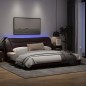 vidaXL Estructura de cama con luces LED tela marrón oscuro 200x200 cm vidaXL Estructura de cama con luces LED tela marrón oscuro 200x200 cm