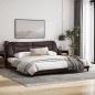 vidaXL Estructura de cama con luces LED tela marrón oscuro 200x200 cm vidaXL Estructura de cama con luces LED tela marrón oscuro 200x200 cm