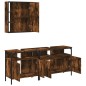 vidaXL Set de muebles baño 3 pzas madera contrachapada roble ahumado