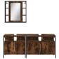 vidaXL Set de muebles baño 3 pzas madera contrachapada roble ahumado