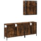 vidaXL Set de muebles baño 3 pzas madera contrachapada roble ahumado