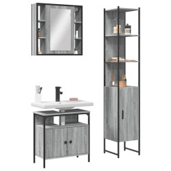 vidaXL Set de muebles de baño 3 pzas madera contrachapada gris sonoma