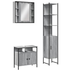 vidaXL Set de muebles de baño 3 pzas madera contrachapada gris sonoma