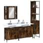 vidaXL Set de muebles de baño 4 piezas madera contrachapada roble humo vidaXL Set de muebles de baño 4 piezas madera contrachapada roble humo