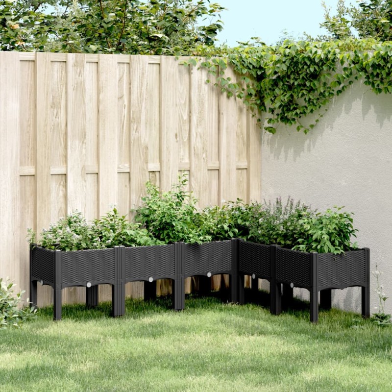 vidaXL Jardinera con patas PP negro 160x120x42 cm vidaXL Jardinera con patas PP negro 160x120x42 cm