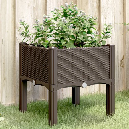 vidaXL Jardinera con patas PP marrón 40x40x42 cm