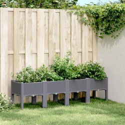 vidaXL Jardinera con patas PP gris 160x40x42 cm