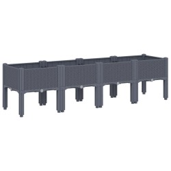 vidaXL Jardinera con patas PP gris 160x40x42 cm