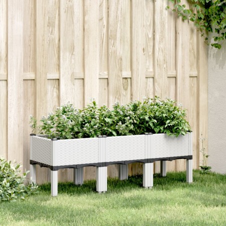 vidaXL Jardinera con patas PP blanco 120x40x42 cm